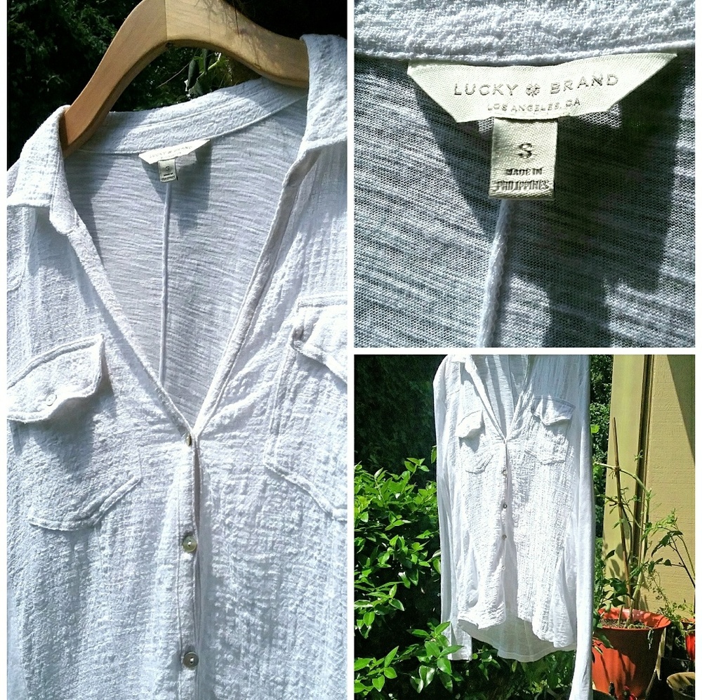 Lucky Brand Breezy White Cotton Blouse